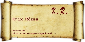 Krix Rózsa névjegykártya
